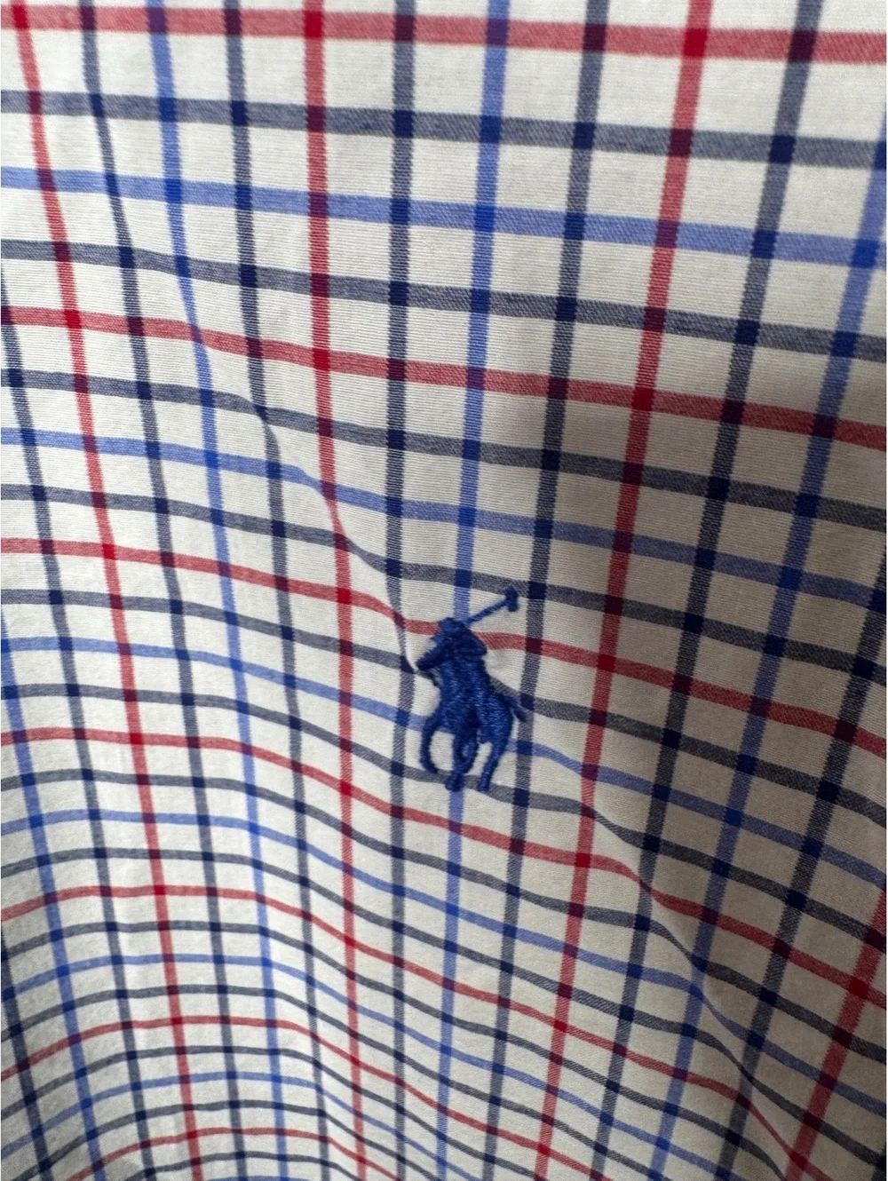 Ralph Lauren Men’s 3XLT White Blue Red Plaid Stretch Button Down Shirt Pony Logo